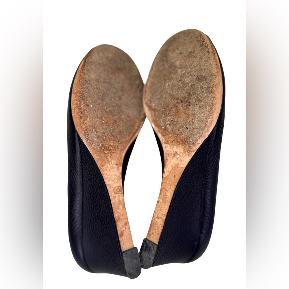 GUCCI SOHO PEEP TOE WEDGE PUMPS IN BLACK LEATHER - Picture 7 of 10